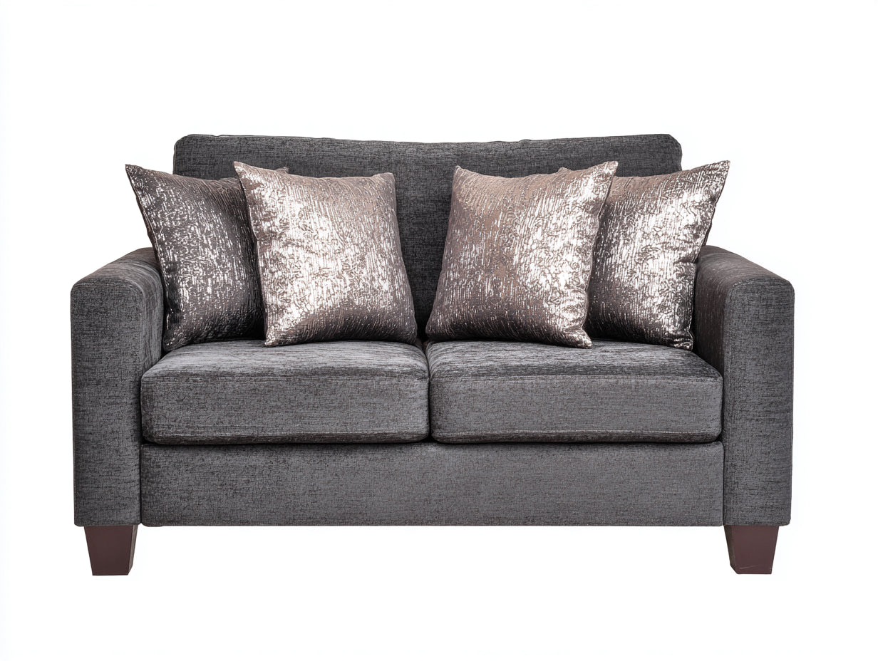 Divano a due posti - tessuto - 176x86x83 cm - grigio - moderno