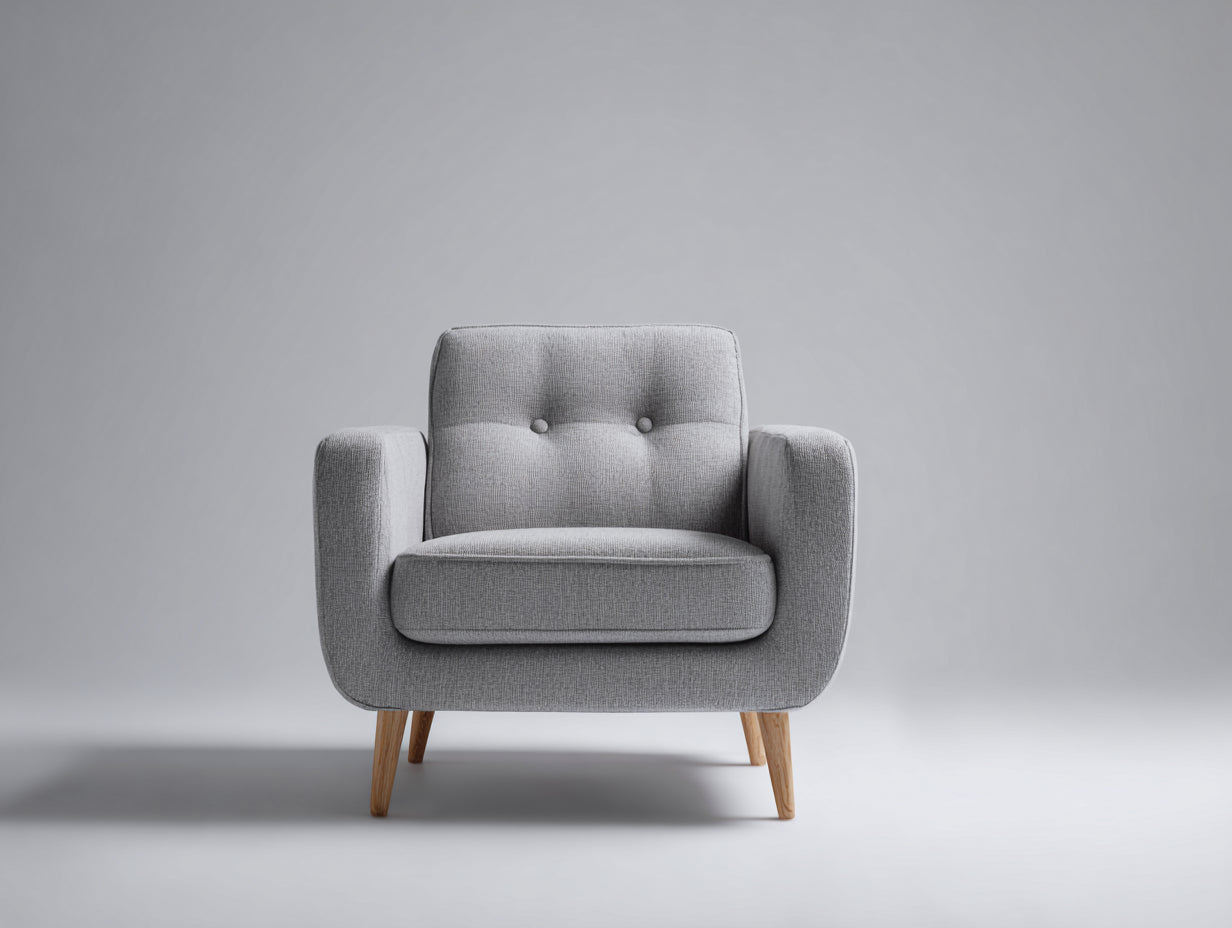 Poltrona - Tessuto-Legno - 89x82x84 cm - Grigio - Design moderno