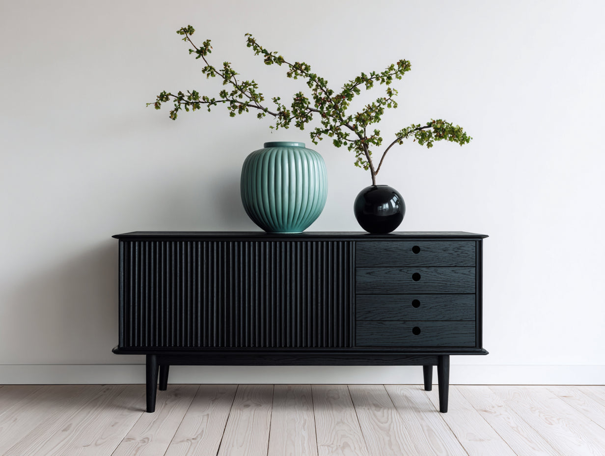Mobile ingresso - legno - 180x40x76 cm - nero - contemporaneo