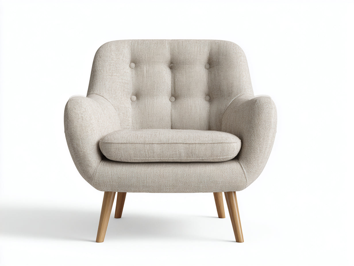 Poltrona - Tessuto-Legno - 92x83x88 cm - Beige - Design nordico