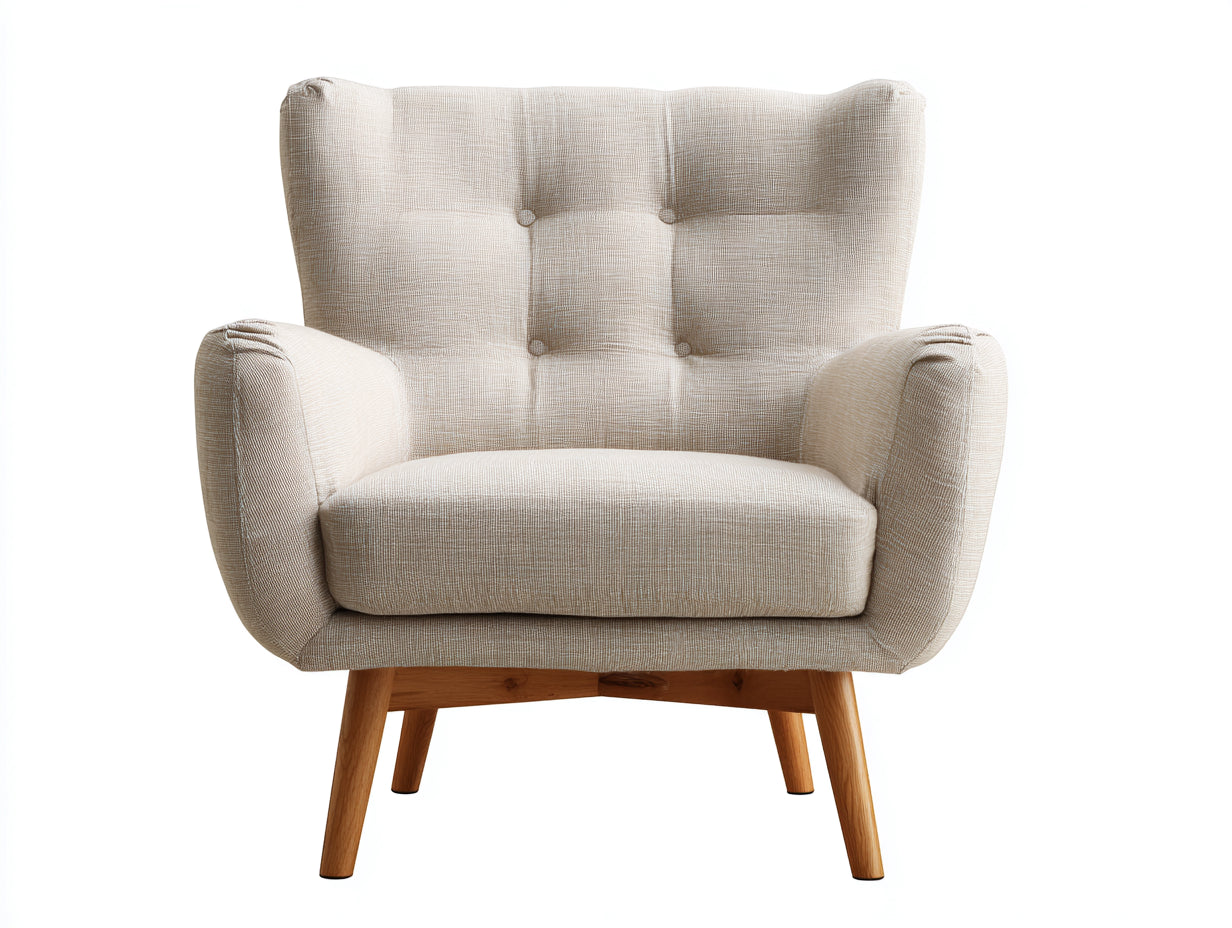 Poltrona - Tessuto-Legno - 94x85x95 cm - Beige - Design classico