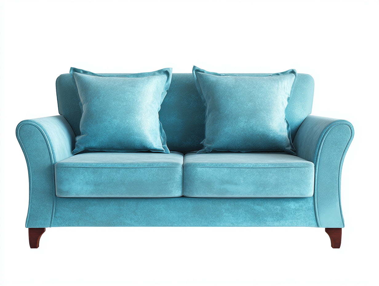 Divano a due posti - velluto - 185x88x82 cm - azzurro - classico moderno