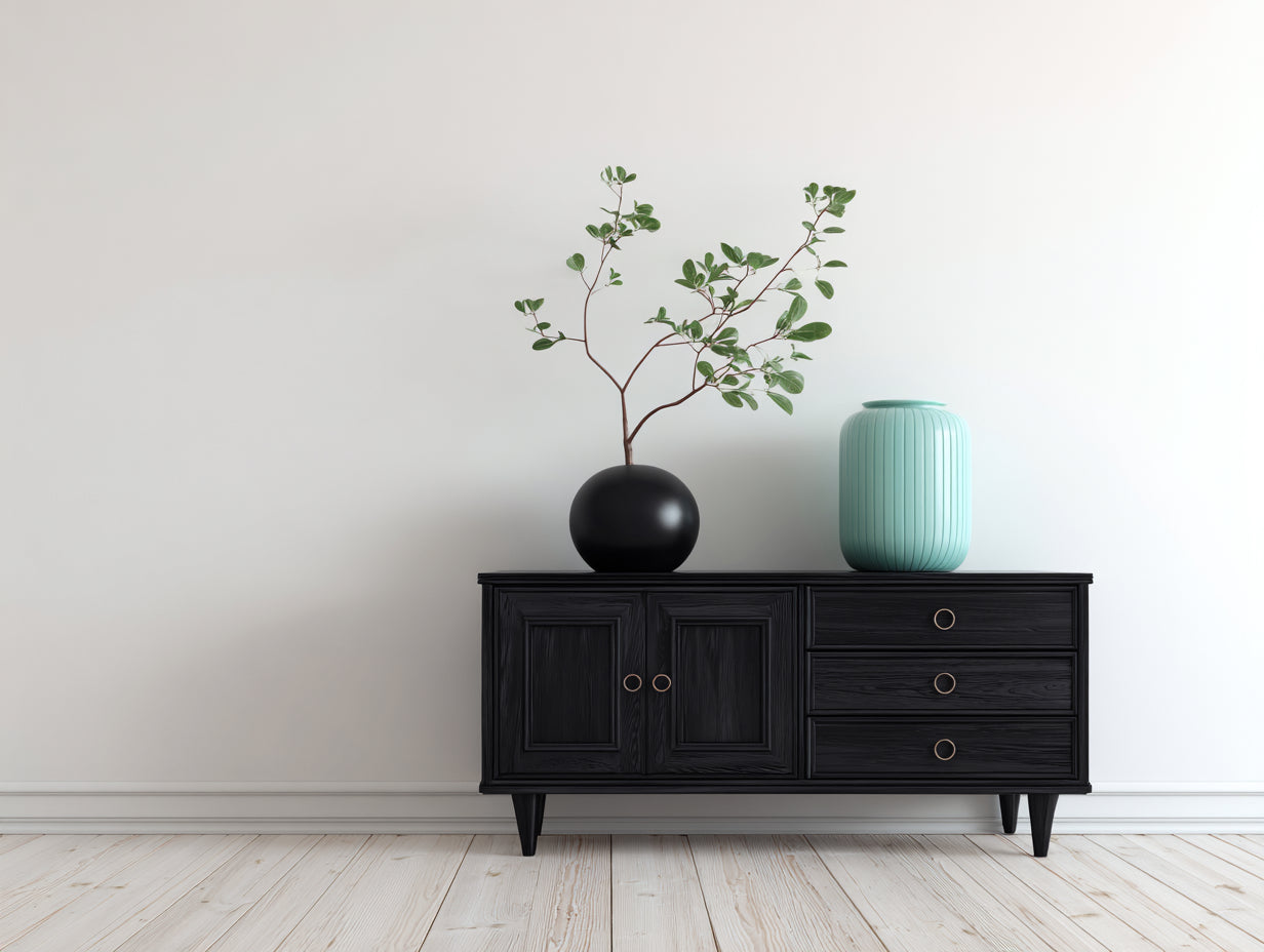 Mobile ingresso - legno - 170x39x75 cm - nero-oro - classico moderno