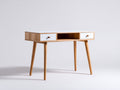 Scrivania - legno - 132x48x76 cm - marrone-bianco - nordico con vano