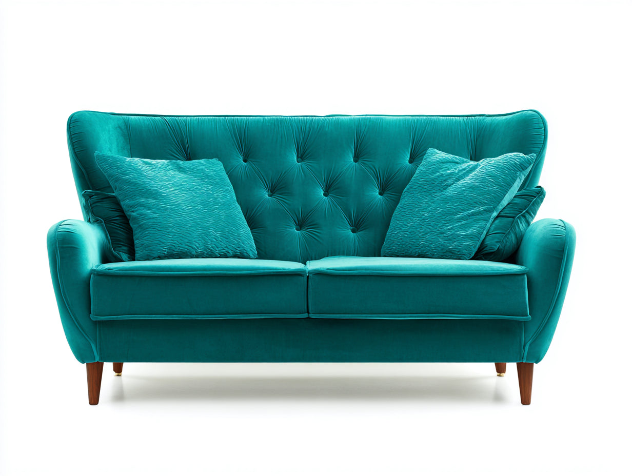 Divano a due posti - velluto - 188x88x90 cm - turchese - r¨¦tro