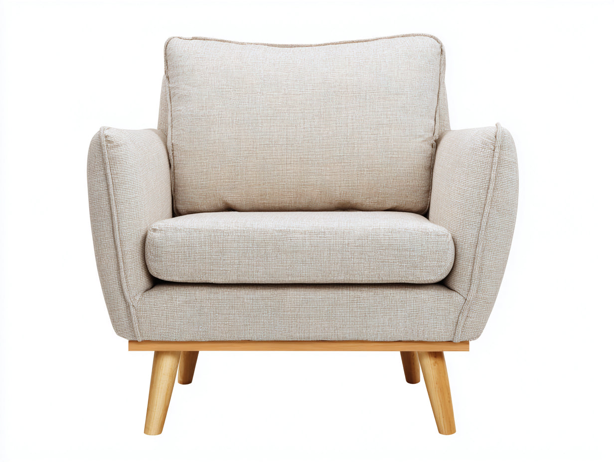 Poltrona - Tessuto-Legno - 96x87x89 cm - Beige - Design contemporaneo