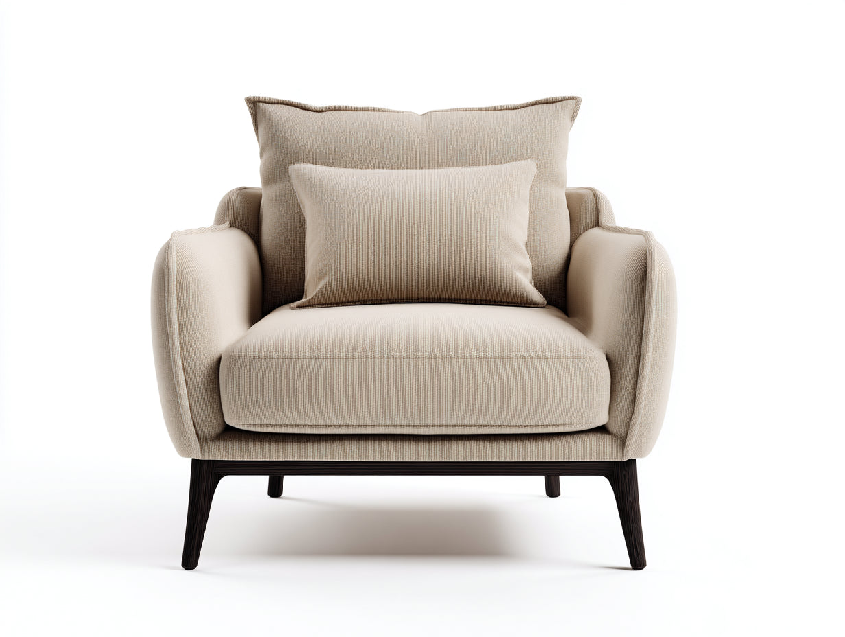 Poltrona - Tessuto-Legno - 106x91x85 cm - Beige - Design contemporaneo