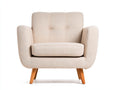 Poltrona - Tessuto-Legno - 91x82x86 cm - Beige - Design r¨¦tro