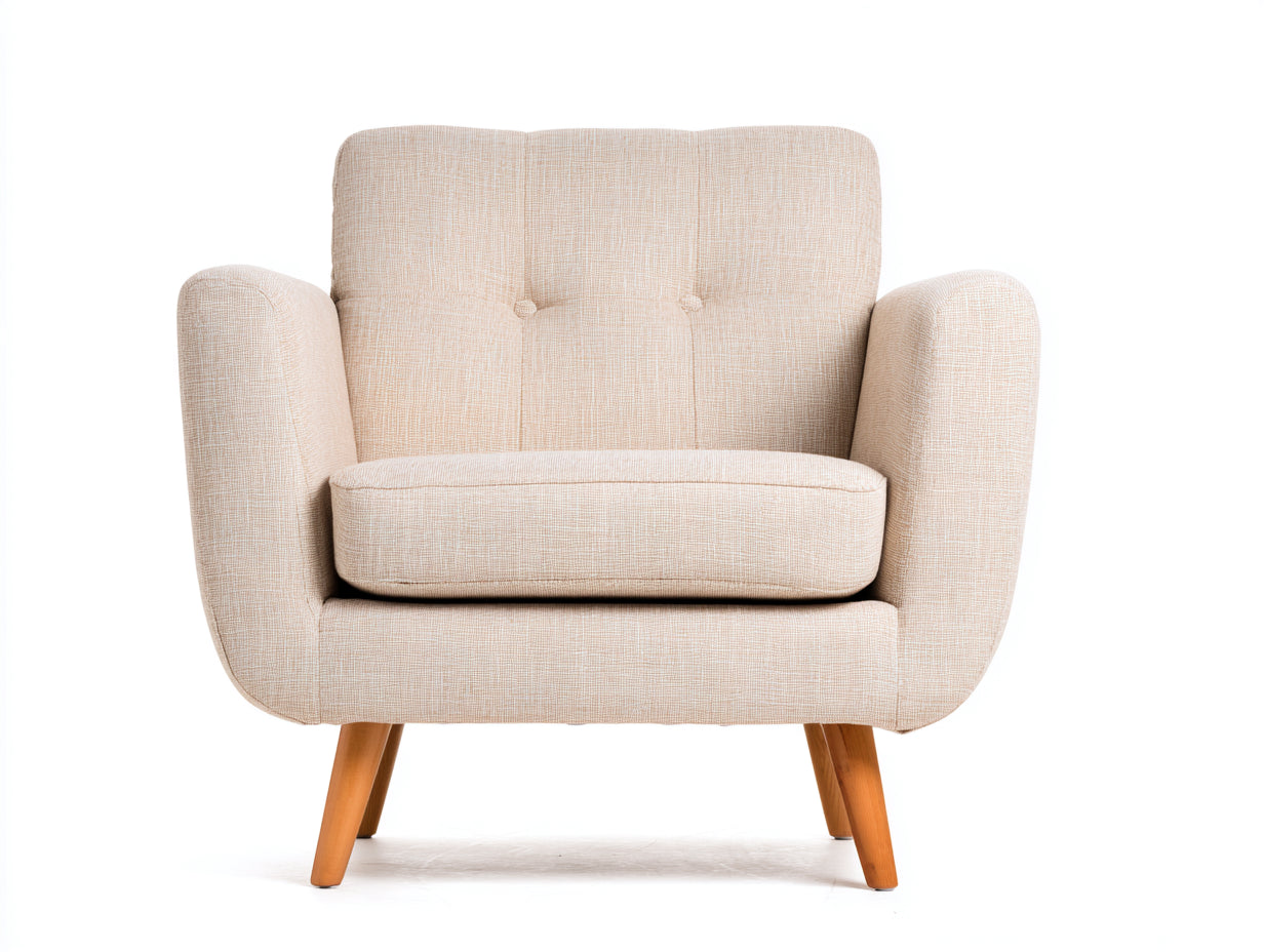 Poltrona - Tessuto-Legno - 91x82x86 cm - Beige - Design r¨¦tro