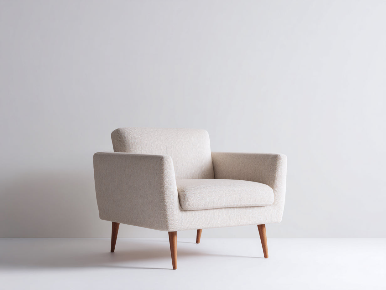 Poltrona - Tessuto-Legno - 90x80x83 cm - Beige - Design minimalista