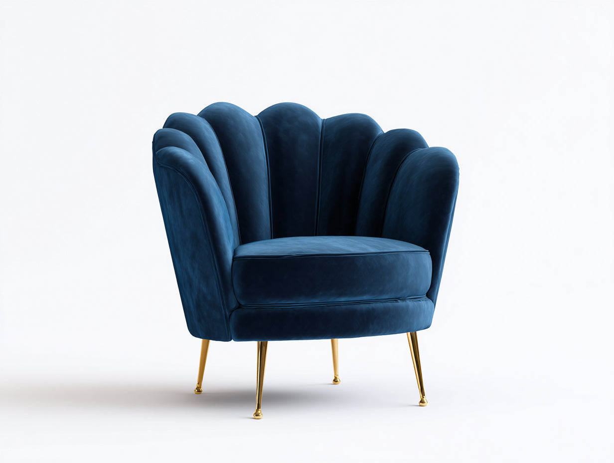 Poltrona - Velluto-Metallo - 90x84x88 cm - Blu - Design glamour
