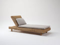 Lettino prendisole-Rattan-Tessuto-Legno-190x74x69 cm-Marrone naturale-Grigio chiaro-Stile boho
