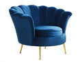 Poltrona - Velluto-Metallo - 104x91x86 cm - Blu - Design conchiglia