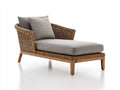 Lettino prendisole-Rattan-Tessuto-Legno-172x86x76 cm-Marrone miele-Grigio tortora-Stile contemporaneo