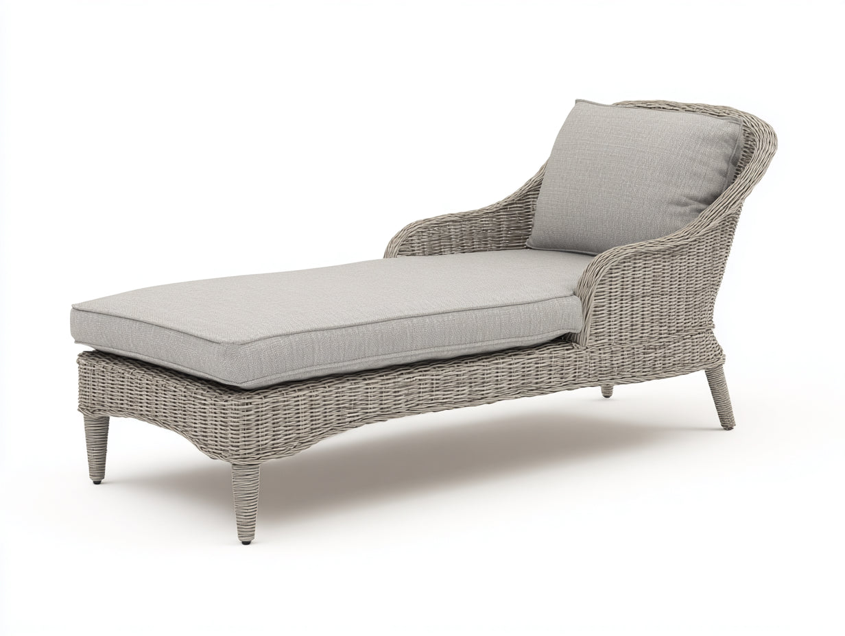 Lettino prendisole - rattan-tessuto - 182x74x84cm - grigio chiaro-beige - moderno
