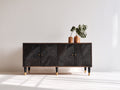 Mobile ingresso - legno - 170x42x82 cm - nero-marrone-oro - art d¨¦co