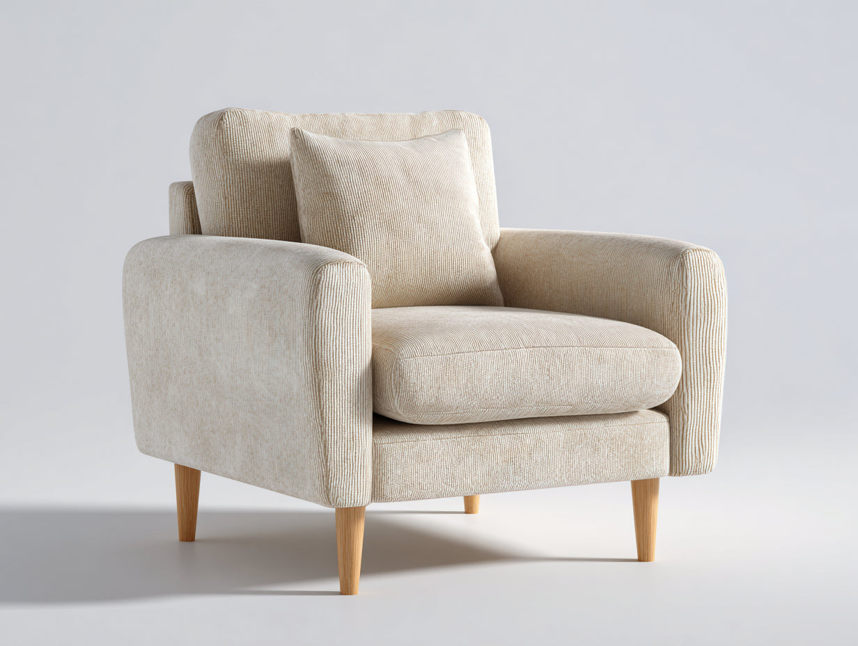 Poltrona - Tessuto-Legno - 96x88x86 cm - Beige - Design moderno